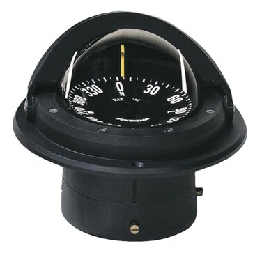 Ritchie Navigation Ritchie Voyager Compass FlatCard Dial with Flush Mount and 12V Green Night Light Black 3Inch