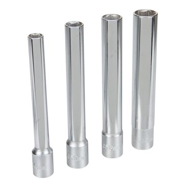 Performance Tool W80602 4Pc 38 Drive Met Extra Deep Wall 6Pt Socket Set for Precision Fastening and Durability Ideal for Automotive and Industrial Applications