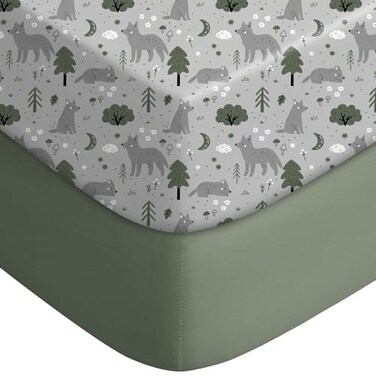 Yoofoss Pack and Play Sheets Fitted Mini Crib Sheets 2Pack for Pack N Play Mattress Stretchy Playard Sheet Soft and Breathable GrayGreenFox
