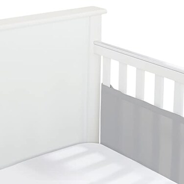 BreathableBaby Breathable Mesh Liner for FullSize Cribs Classic 3mm Mesh Gray Size 2FS Covers 2 Sides