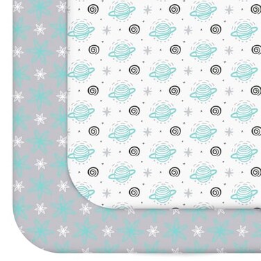 Moonsea Pack and Play Sheets 2 Pack Mini Crib Sheets Stretchy Playard Fitted Sheet Compatible with Graco Pack n Play Soft and Breathable Material Planet Flower