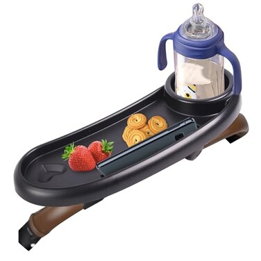 KEUYE Snack Tray Compatible with MockingbirdNunaEvenflo StrollerAdjustable Stroller Snack Tray with Cup Holder and Phone Holder Stroller Accessories Black