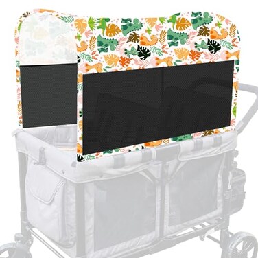 LUAATT Stretchy Panoramic Canopy Compatible with Wonderfold Stroller Wagons W2W4 All ModelsUPF50 Sun Protection with Two Mesh WindowsSun Shade and ProtectionDinosaur