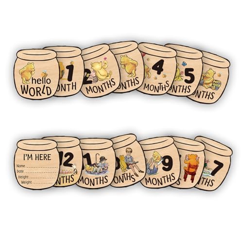 pambo Pambo Baby Bear Month Milestone Circles Wooden Honey Pot Shaped