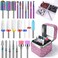 Depvko 100Pcs Nail Drill Bits Set with Storage Box 25Pcs Tungsten Carbide Ceramic Cuticle Professional Bits 75Pcs Small Sanding Bands 80120180 Grit Manicure Pedicure Tools Kit Gift for Women