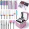 Depvko 100Pcs Nail Drill Bits Set with Storage Box 25Pcs Tungsten Carbide Ceramic Cuticle Professional Bits 75Pcs Small Sanding Bands 80120180 Grit Manicure Pedicure Tools Kit Gift for Women