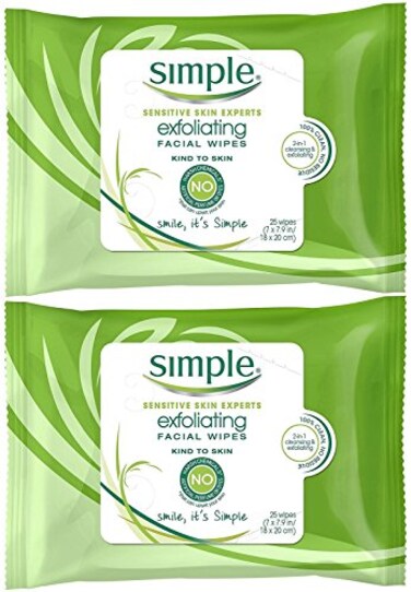 Simple Exfoliating Wipes 25 Count Pack of 2