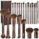 MAANGE 20 Pcs Makeup Brushes with Gift Box DoubleEnd Multifunctional Makeup Brushes for Blending Liquid Powder Concealer Cream Blush BuffeDark Brown