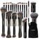 MAANGE 20 PCS Foundation Makeup Brush Set Doubleended Kabuki Contour Brush for Liquid Powder Concealer Blending Blush Face Makeup Tools Black