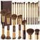 MAANGE 20 Pcs Makeup Brushes with Gift Box DoubleEnd Multifunctional Makeup Brushes for Blending Liquid Powder Concealer Cream Blush BuffeCoffee Gold