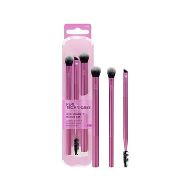 Real Techniques Eye Shade Blend Makeup Brush Trio For Eyeshadow Liner Makeup Tools for Shaping Grooming Brows Defined Makeup Look Synthetic Bristles Vegan CrueltyFree 3 Count