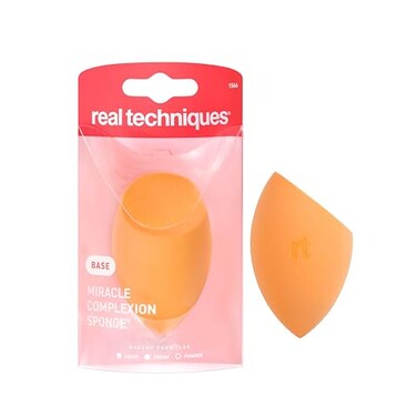 Real Techniques Miracle Complexion Sponge Beauty Sponge Makeup Blending Foundation Application StreakFree Full Coverage Finish Vegan Cruelty LatexFree 1 Count