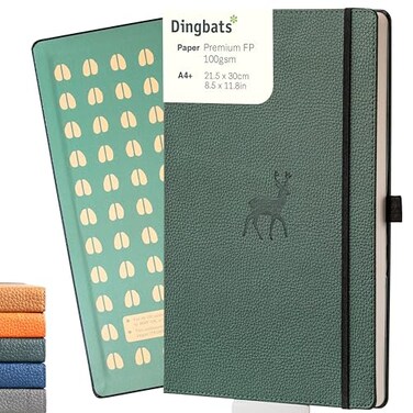 Dingbats* Notebooks Dingbats Wildlife Squared Extra Large A4 Notebook PU Leather Hardcover Journal for Work Writing Pocket Elastic Closure Pen Holder Bookmark