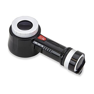 Carson PRO Series MeasureLoupe 115x LED and UV Lighted Focusable Eye Loupe Magnifier with Reticle Scale and Storage Case CP45