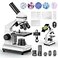PalliPartners Compound Microscope for Adults Students 100X2000X HighPower Biological Microscope for Students School Lab Home Education with Slides Set Phone Adapter White