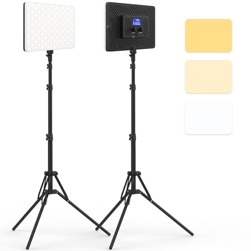 Qeuooiy Qeuooiy 2 Packs Led Video Light With 63 Tripod Stand Bicolor Photography Lightin 20W