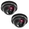 WALI Dummy Fake Security CCTV Dome Camera with Flashing Red LED Light with Security Alert Sticker Decals SD2 2 Packs Black