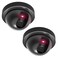 WALI Dummy Fake Security CCTV Dome Camera with Flashing Red LED Light with Security Alert Sticker Decals SD2 2 Packs Black