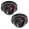 WALI Dummy Fake Security CCTV Dome Camera with Flashing Red LED Light with Security Alert Sticker Decals SD2 2 Packs Black