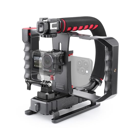 ziyadiyo Zeadio Camera Smartphone Handheld Stabilizer Triple ColdShoe Handle Grip Compatible with All Camera Action Camera DSLR Smartphone