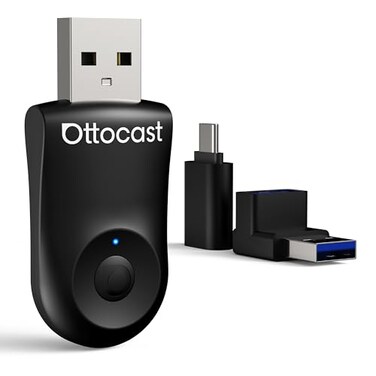 OTTOCAST Mini 2025 Wireless CarPlay Android Auto 2in1 Adapter Fast Stable Connection Plug Play for iPhone Android Devices Black
