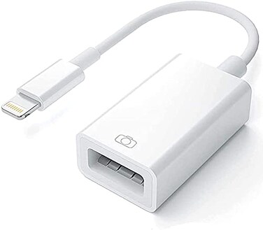 Wahbite Apple Lightning to USB Camera Adapter USB 30 OTG Cable for iPhoneiPad to Connect Card Reader USB Flash Drive U Disk Keyboard Mouse Hubs MIDI Plug Play White