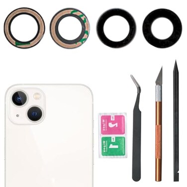 LiXiongBao 2pcsSet Sapphire Rear Back Camera Glass Lens Replacement for iPhone 13 13 Mini with Preinstalled Adhesive Repair Toolkit