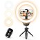UBeesize 10 Selfie Ring Light with Tripod Stand Phone Holder Dimmable LED Ring Light for Makeup Live Streaming YouTube TikTok Compatible with iOS Android Phones