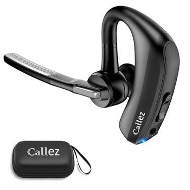 Callez Bluetooth Headset V50 Bluetooth Earpiece with CVC80 Dual Mic Noise Cancelling Wireless Headset for iPhone Android Cell Phone Trucker Business Office Work Clear Chat