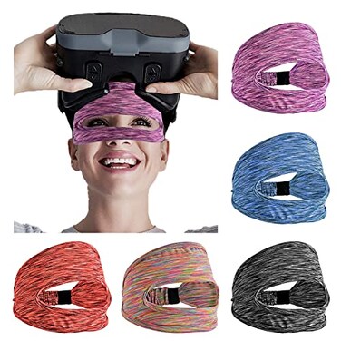 Abnaok 5 Pack VR Eye Mask Adjustable Breathable VR Sweat Band for Oculus Quest 2 HTC Vive PS Gear VR Workouts