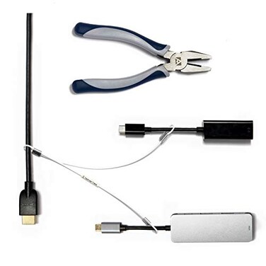 TetherTies MultiAdapter Cable Tethers Kit Nylon Coated Stainless Steel Wire Tether Cable Easy Installation Secure Remote Control Tethers Adapters Dongles More Free Crimping Tool