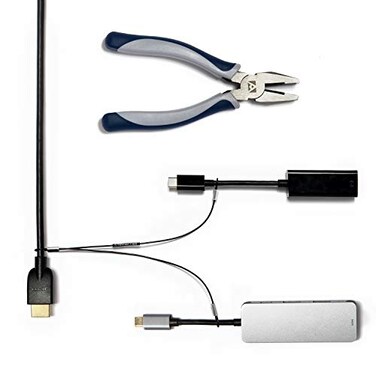 TetherTies MultiAdapter Cable Tethers Kit Black Nylon Coated Stainless Steel Wire Tether Cable Secures Up to 2 Computer Peripherals Easy Installation Free Crimping Tool
