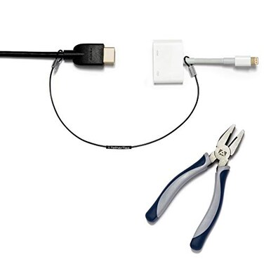 TetherTies Patented PreAssembled Adapter Ties AntiTheft Cable Locks for Tools Dongles Tethers Computer adapters Steel Cable Security Lock Easy Installation with Free Crimping Tool