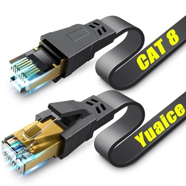 Yuaice Cat 8 Ethernet Cable 60FT 40Gbps 2000MHz High Speed Gaming LAN Cable GoldPlated RJ45 Shielded STP Weatherproof UV Resistant Compatible with Cat7Cat6Cat5eCat5 for RouterPS5XboxPC
