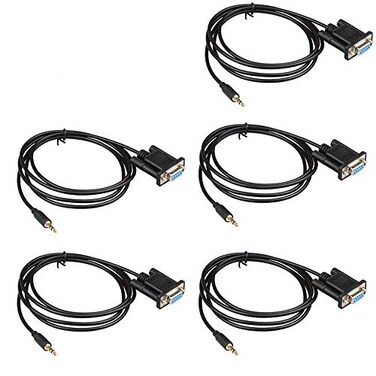 LIANSHU 5Pack DB9Pin Female to DC35mm Serial Cable6 Feet Black 5Pack