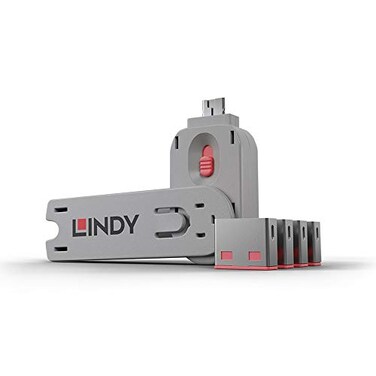 Lindy USB Port Blocker Pack of 4 Pink 40450