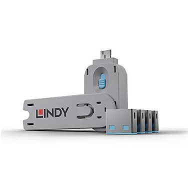 Lindy USB Port Blocker Pack of 4 Blue 40452