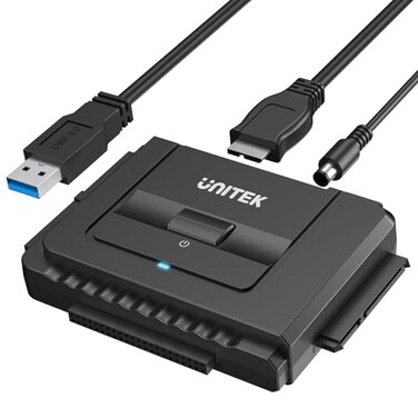 Unitek USB 30 to IDE and SATA Converter External Hard Drive Adapter Kit for Universal 2535 HDDSSD Hard Drive Disk One Touch Backup Function Included 12V2A Power Adapter