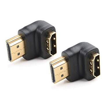 Cable Matters 2Pack Right Angle HDMI Adapter with 4K 60Hz and HDR Support 90 Degree HDMI Right Angle Adapter Black