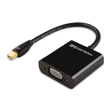 Cable Matters Mini DisplayPort to VGA Adapter Mini DP to VGA in Black Thunderbolt and Thunderbolt 2 Port Compatible