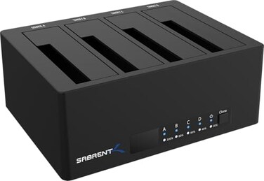 SABRENT 4Bay USB 30 Docking Station for 25 35 SATA HDD SSD Trayless Design USB 30 5Gbps Offline Clone Function DSU3B4