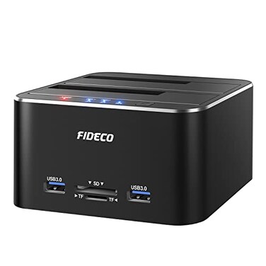 FIDECO Hard Drive Docking Station USB 30 Aluminum Hard Drive Docking Stations 2535 SATA HDD SSD TF Card Reader and SD Card Reader Offline Clone Support