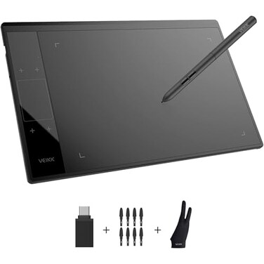 VEIKK A30 V2 Drawing Tablet 10x6 Inch Graphics Tablet with Unique Touch Gesture Pad 8192 Pressure BatteryFree Pen 4 Hotkeys Compatible Windows Mac Android Linux Beginner Student Friendly
