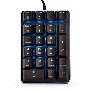 Qisan Mechanical Numeric Keypad Brown Switch Wired Ice Blue Backlight Gaming KeypadKeyboard 21 Keys Portable Mechanical Numpad Extended Layout Laptop Accessories keypad for Computer