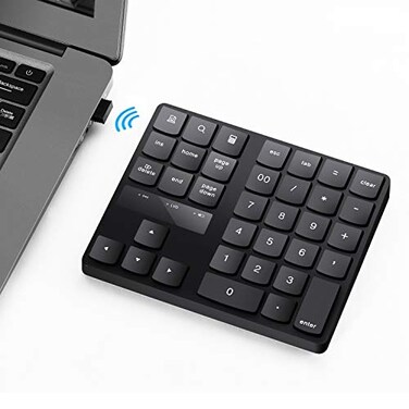 Attoe Numeric Keypad 35Keys Portable USB Wireless Numeric Keypad Rechargeable UltraSilent External Numeric Pad for MacBook and Windows Laptop