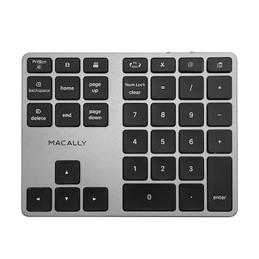 Macally Bluetooth Number Pad for Laptop Slim Aluminum Design Rechargeable Wireless Numeric Keypad 35 Key Numpad Keyboard for Data Entry for Mac MacBook ProAir iPad iPhone iOS PC Android