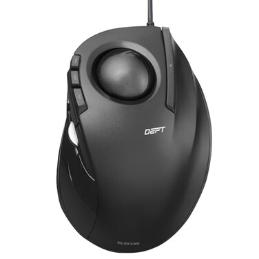 ELECOM DEFT Trackball Mouse Wired Finger Control 8Button Function with Smooth Tracking Ergonomic Design Windows11 macOS MDT2URBK
