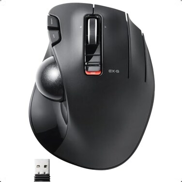 ELECOM EXG Trackball Mouse 24GHz USB Wireless Ergonomic Design Thumb Control Smooth Roller Ball Optical Tracking 6 Programmable Buttons Tilt Scroll Computer Mice for Laptop PC Windows Mac