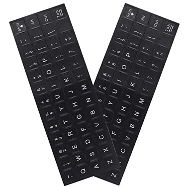 MUBUY-GOL 2 Pack Universal English Keyboard Stickers Black Background with White Lettering for Computer Laptop Notebook Desktop Replacement Computer Keyboard Stickers English