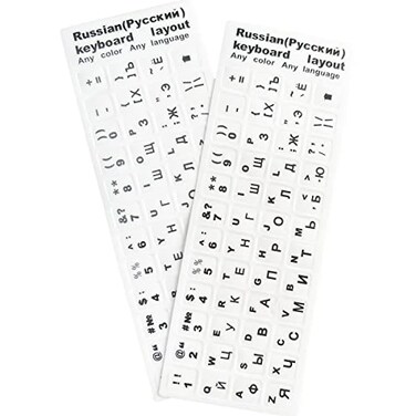 MUBUY-GOL 2 Pack Universal Russian Keyboard Stickers White Background with Black Lettering for Computer Laptop Notebook Desktop Replacement Computer Keyboard Stickers Russian